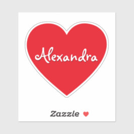 大きなパーソナライズされた赤いハート名 シール
