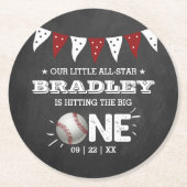 大きなヒット |野球の一回目の誕生日 ラウンドペーパーコースター (正面)