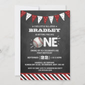 大きなヒット |野球の一回目の誕生日 招待状 (正面)