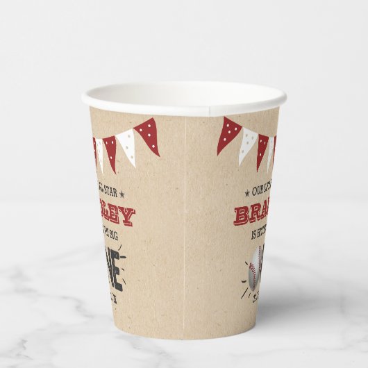 大きなヒット |野球の一回目の誕生日 紙コップ (右)