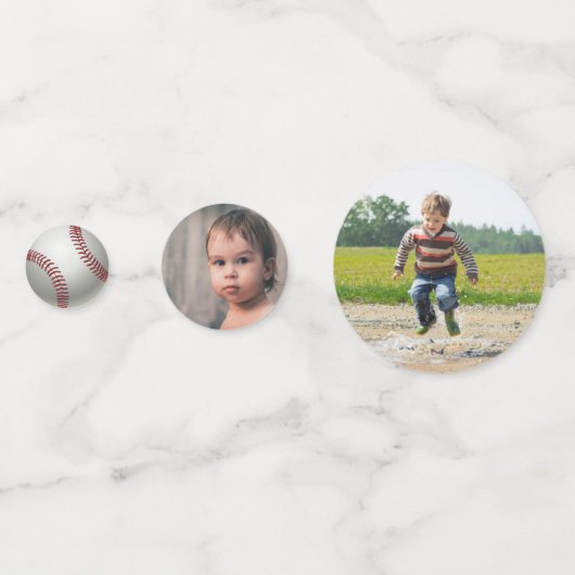 大きなヒット |野球の最初の誕生日の写真 コンフェッティ (裏面)