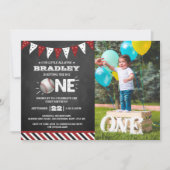 大きなヒット |野球の最初の誕生日の写真 招待状 (正面)