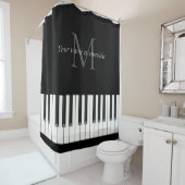 大きなピアノキーボードモノグラムの シャワーカーテン (インサイチュ)