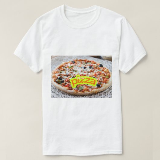 大きなピザの画像 - おいしい食べ物のイラスト Tシャツ (デザイン正面)
