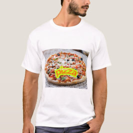大きなピザの画像 - おいしい食べ物のイラスト Tシャツ