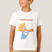 大きなピザを食べる少年 Tシャツ (正面)