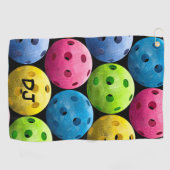 大きなピックルボールイニシャル ゴルフタオル (横)