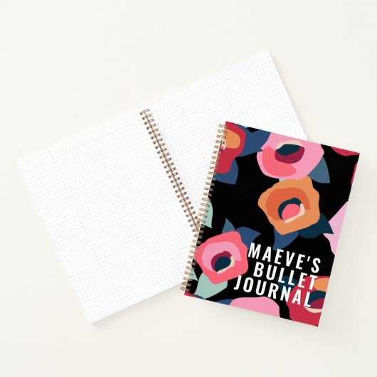 大きなピモダンンクの黒い花の銃弾ジャーナル ノートブック (内部)