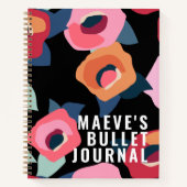 大きなピモダンンクの黒い花の銃弾ジャーナル ノートブック (正面)