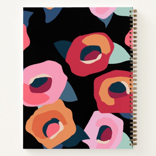 大きなピモダンンクの黒い花の銃弾ジャーナル ノートブック (裏面)