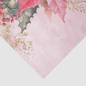 大きなピンクとゴールドのポインセチアの芸術作品とベリー 薄葉紙 (詳細)