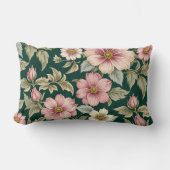 大きなピンクと白の国のバラ ランバークッション (正面)