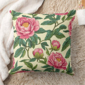 大きなピンクと緑の中華石の牡丹フローラ クッション (ブランケット)