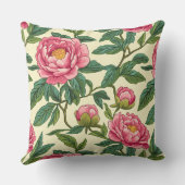 大きなピンクと緑の中華石の牡丹フローラ クッション (裏面)