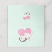 大きなピンクのハートと寝るネコちゃん プレイスカード (外部開封)