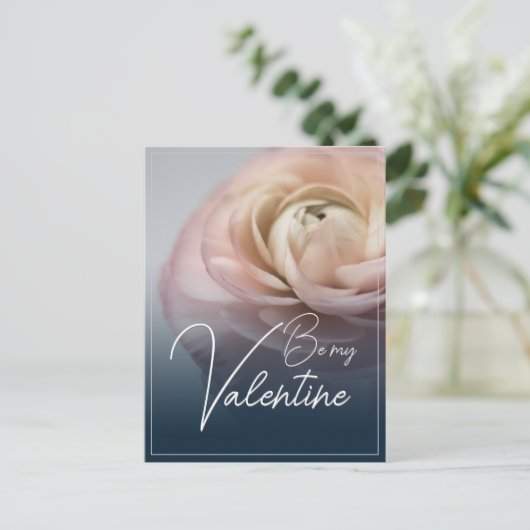 大きなピンクのバラと私のバレンタイン シーズンポストカード (スタンド正面)