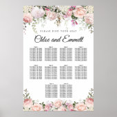 大きなピンクのフローラ10台結婚の座席表 ポスター (正面)