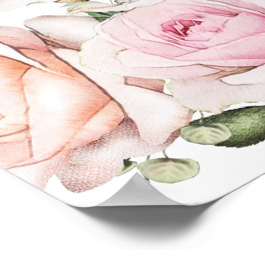 大きなピンクのフローラ14結婚テーブルの座席表 ポスター (角)