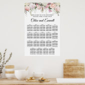 大きなピンクのフローラ19結婚テーブルの座席表 ポスター (キッチン)