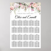 大きなピンクのフローラ20台結婚の座席表 ポスター (正面)