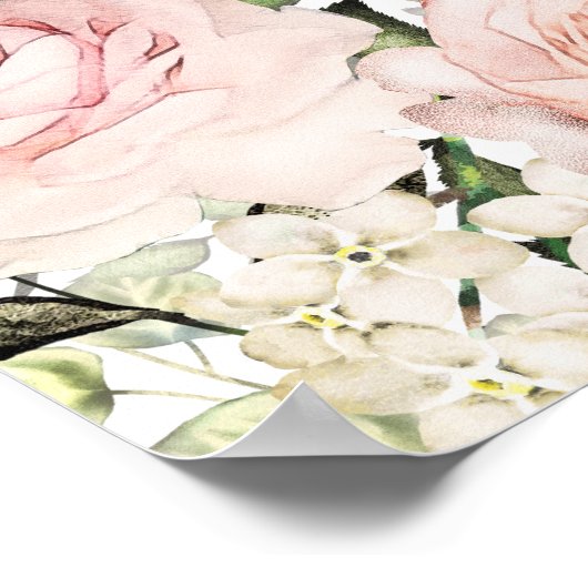 大きなピンクのフローラ7結婚テーブルの座席表 ポスター (角)