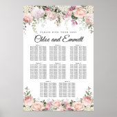 大きなピンクのフローラ8結婚テーブルの座席表 ポスター (正面)