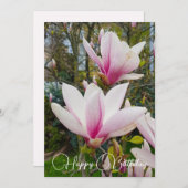 大きなピンクのマグノリアの花を咲かせている。 招待状 (正面/裏面)