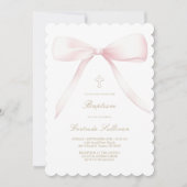 大きなピンクの弓 | バプテスマ 招待状 (正面)