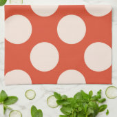 大きなピンクの水玉模様が赤で丸い キッチンタオル (折り畳み)