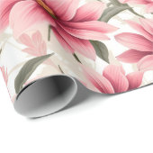 大きなピンクの花ブライダルシャワーフローラギフトラップ ラッピングペーパー (ロールコーナー)
