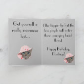 大きなピンクハットグレーのおもしろい誕生日のグラマープッシャー カード (内部)