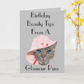 大きなピンクハットグレーのおもしろい誕生日のグラマープッシャー カード (黄色い花)