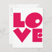 大きなピンク文字のLOVE シーズンポストカード (正面/裏面)