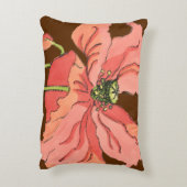大きなピンク色の花と深い赤 アクセントクッション (裏面(縦))