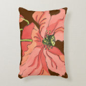 大きなピンク色の花と深い赤 アクセントクッション (正面(垂直))