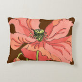 大きなピンク色の花と深い赤 アクセントクッション (裏面)