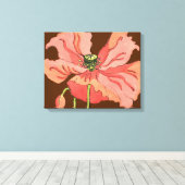 大きなピンク色の花と深い赤 キャンバスプリント (インサイチュ (ウッドフロア))