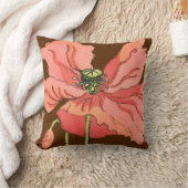 大きなピンク色の花と深い赤 クッション (ブランケット)