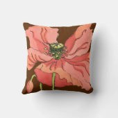 大きなピンク色の花と深い赤 クッション (裏面)