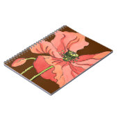 大きなピンク色の花と深い赤 ノートブック (左側)