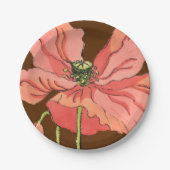 大きなピンク色の花と深い赤 ペーパープレート (正面)
