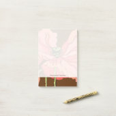 大きなピンク色の花と深い赤 ポストイット (デスク上)