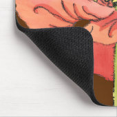 大きなピンク色の花と深い赤 マウスパッド (コーナー)