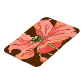 大きなピンク色の花と深い赤 マグネット (左側)