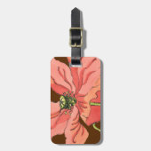 大きなピンク色の花と深い赤 ラゲッジタグ (正面縦)