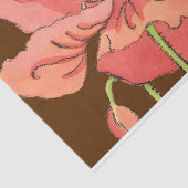 大きなピンク色の花と深い赤 薄葉紙 (詳細)