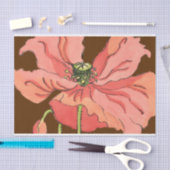 大きなピンク色の花と深い赤 薄葉紙 (クラフト)