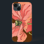 大きなピンク色の花と深い赤 iPhone 13ケース<br><div class="desc">大きなピンク色の花は、ナンシー・スロッカムのこの深いの赤い背景に絵画置かれている。花は鮮やか満開開花。人生素晴らしの特別な人への贈り物!</div>