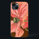 大きなピンク色の花と深い赤 iPhone 13ケース<br><div class="desc">大きなピンク色の花は、ナンシー・スロッカムのこの深いの赤い背景に絵画置かれている。花は鮮やか満開開花。人生素晴らしの特別な人への贈り物!</div>