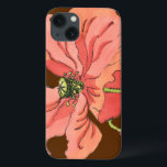 大きなピンク色の花と深い赤 iPhone 13ケース<br><div class="desc">大きなピンク色の花は、ナンシー・スロッカムのこの深いの赤い背景に絵画置かれている。花は鮮やか満開開花。人生素晴らしの特別な人への贈り物!</div>